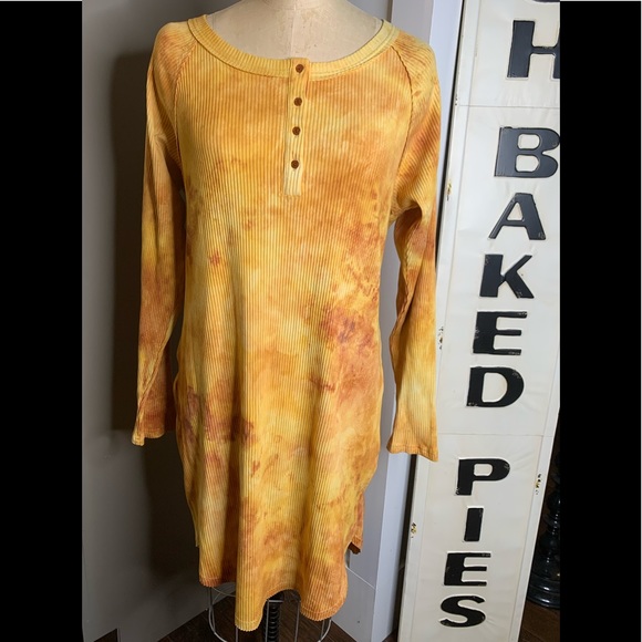 NWT Umgee Plus Yellow Orange Tie Dye Dress sz XL - Picture 1 of 5
